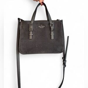 Kate Spade Connie Suede Triple Gusset Crossbody Mini Purse in Grey IcedSlate GUC